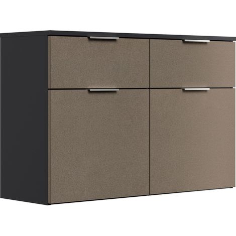 Schuhschrank Domus-M hängend 2 Softeinzüge 2 Klappen 8 Paar Sand (1/5)
