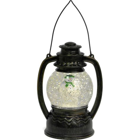 20cm The Snowman Light Up Water Lantern Christmas Glitter Globe Battery Operated (1/4)