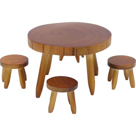 Table et chaises miniature en bois massif 1:12, mobilier de cuisine et salle à manger pour poupée, décoration réaliste (1/5)