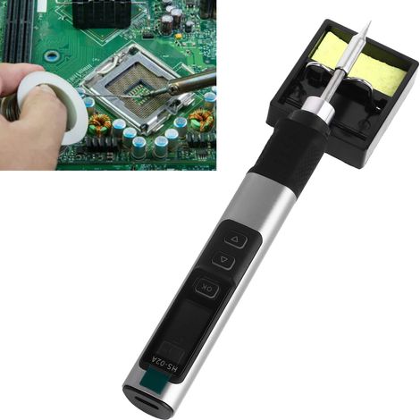 Fer à souder intelligent HS-02A 100 W, station de soudage portable à température constante, pour usage domestique, réparation et soudure, IPS de 0,96 pouce, 180 à 842 °F (adaptateur non inclus) (1/5)
