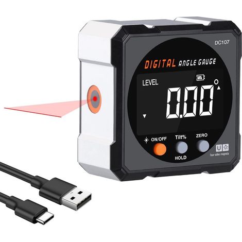 Misuratori di distanza laser - Goniometro magnetico con livella laser - Goniometro digitale per falegnameria, edilizia, settore automobilistico, bricolage - Inclinometro digitale a livella per la l... (1/5)