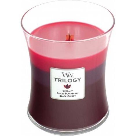 Candela profumata WoodWick Sun Ripened Berries cera soia stoppino legno