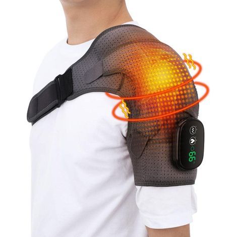 Ceinture de massage chauffante pour l'épaule - Sangle de soutien électrique chauffante avec 3 températures de vibration pour dislocation des articulations AC, douleurs et tendinites (1/5)