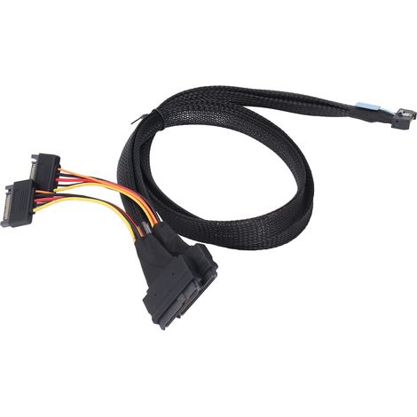 Adaptateur professionnel Plug and Play PCIe 5.0 x8 vers 2 x U.2 NVMe pour serveur/station de travail, avec câble d'alimentation 15 broches et boîtier 8i 74 broches vers 2 x SFF 8639. (1/5)