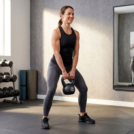 Pesa Rusa de 14 kg Kettlebell Relleno de Arena con Mango Ancho Antideslizante para Entrenamiento 26x18x32 cm Negro (1/5)
