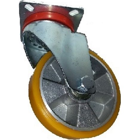 AVO 37 RUOTA ALLUMINIO CON RIVESTIMENTO IN POLIURETANO 125X30 SUPPORTO GIREVOLE (1/2)