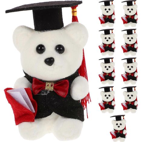 Lot de 10 ours en peluche pour la remise des diplômes, jouet pour la maison ou la chambre.-11.00X5.30X5.30CM (1/3)