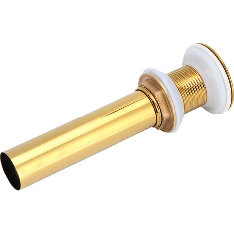 Bonde de lavabo dorée sans trop-plein, anti-obstruction, pour robinet de salle de bain ou lavabo, sans trou (1/5)