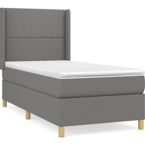 Maison Exclusive - Cama box spring con colchón tela gris oscuro 9 (1/5)