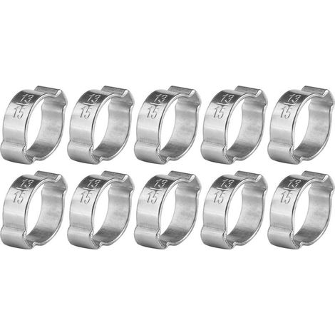 10 colliers de serrage à deux oreilles en fer galvanisé zingué 5-23 mm pour tuyaux d'essence (13-15 mm) (1/4)