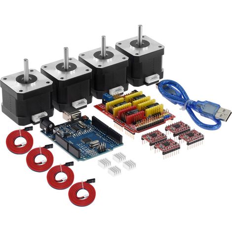 CNC Shield V3.0 Expansion Board R3, 4xA4988 Drivers, 4x4401 Stepper Motor Kit with Heatsink and USB Cable for 3D Printers (1/5)