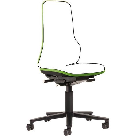 Bimos Arbeitsstuhl grün, ohne Polster Sitzhöhe 450-620 mm mit Rollen (1/3)
