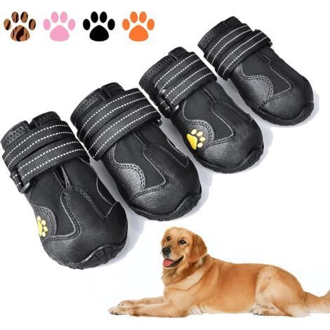 Hundeschuhe, wasserdichte Hundeschuhe, Hundeschuhe mit reflektierenden, rutschfesten Sohlen und rutschfeste Outdoor-Schuhe für mittelgroße Hunde, Set (1/5)