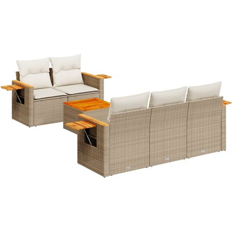 Maison Exclusive - Juego de sofás jardín con cojines 6 pzas ratán (1/3)