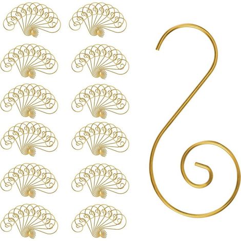 120 goldene Metall-Ornamenthaken zum Aufhängen von Weihnachtsbaumschmuck, spiralförmiger Hakenaufhänger (1/5)