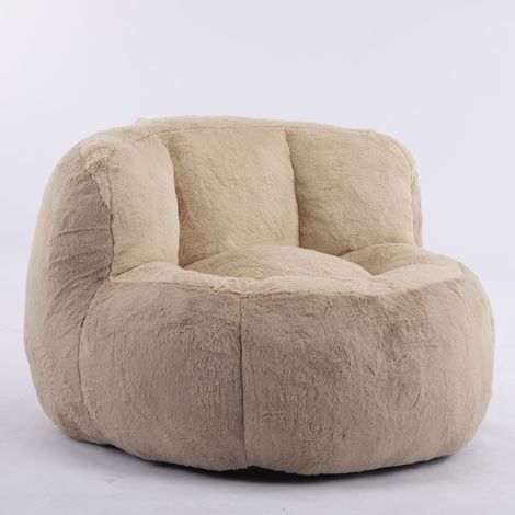 GagaFauteuil pouf géant en fausse fourrure, marron camel (1/5)