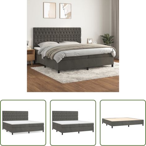 vidaXL Taschenfederkern - Boxspringbett mit Matratze Dunkelgrau 200x200 cm Samt (1/5)