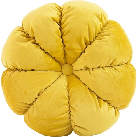 Cojín floral, cojín decorativo redondo para sofá, dormitorio, cojín de suelo con forma de flor (amarillo, 40 cm) (1/5)