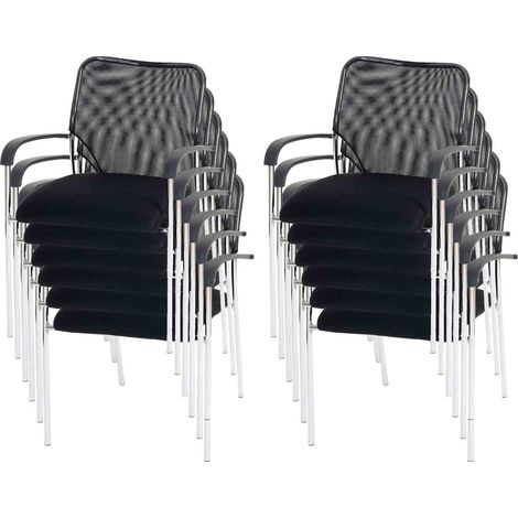 Lot de 12 chaises de conférence empilables 83 x 55 x 60 cm confort optimal style contemporain en polyester noir 040011390 (1/5)