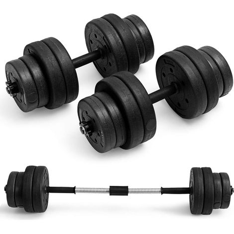 GOPLUS Lot de 2 Haltere de Musculation Poids Reglable, avec 16 Disques (8 x 1,25KG + 8 x 2,5KG), Barre Allongeable avec Poignee Antiderapante, Ecrou de Fixation pour Utilisation Sûre (1/4)