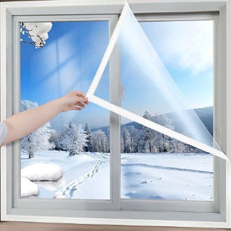 Film isolant pour fenêtre avec scratch, transparent, protection contre le froid hivernal, coupe-vent, thermique. Facile à installer (150x180cm). (1/5)