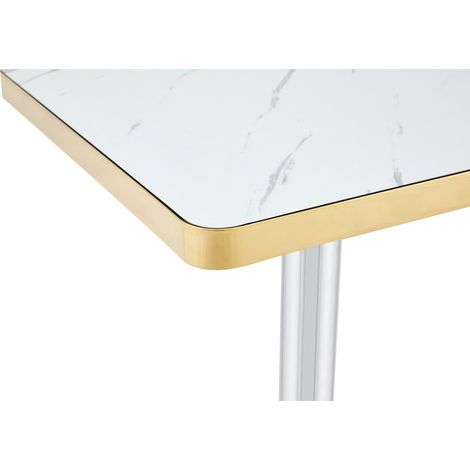 MEUBLIV Table à manger 60x60 cm blanche – effet marbre, sans matelas (1/5)