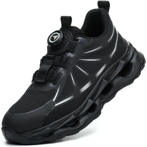 Chaussures de travail Hommes Femmes Chaussures de sécurité avec embout en acier Chaussures légères avec embout en acier Chaussures de protection avec lacets à boucle rotative Chaussures de sé (1/5)