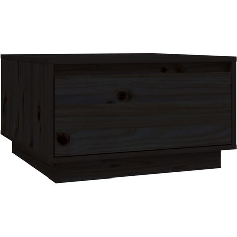 Mesa de centro con cajón, diseño rústico moderno, 55 x 56 x 32 cm, madera maciza de pino, color negro DEC039695