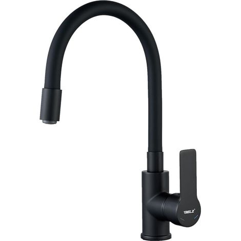 Robinet Cuisine Flexible Chromé – Mitigeur Cuisine Pivotant à 360°, Robinet de Cuisine en Laiton Durable, Robinetterie de Cuisine avec Perlator Économiseur d'Eau,noir mat (1/5)