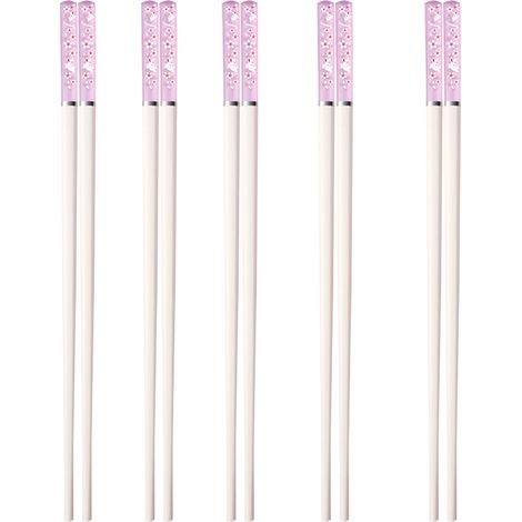 5 paires baguettes réutilisables en fibre de verre, compatibles lave-vaisselle, usage alimentaire, légères, design floral japonais (1/5)
