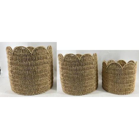 Set di 3 cestini cyrielle rotondi beige - Atmosphera créateur d'intérieur (1/2)