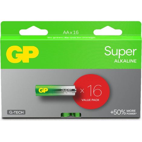 GP Battery Super Alkaline Batterie 1,5 V AA / 15 A / LR6 (16er-Pack)
