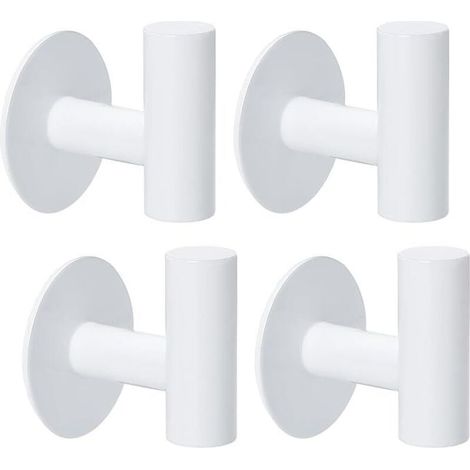 Crochet Adhesif Mural, 4 Pièces Accroche Serviette Salle de Bain, Porte Manteau Mural Sans Percage, Crochet Autocollant en Acier Inoxydable, Crochet Mural Blanc pour Chambre
