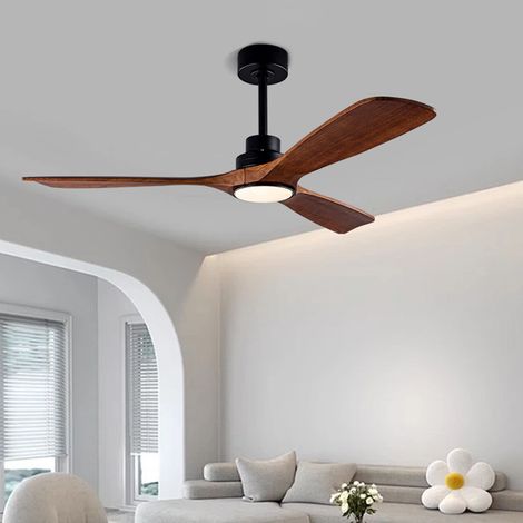 Ventilateur de Plafond en Bois 106 cm avec Éclairage LED Dimmable, Télécommande, Moteur DC Réversible Silencieux, 6 Vitesses, Plafonnier Ventilateur Moderne (1/5)