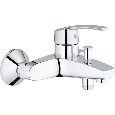 Mitigeur monocommande Bain / Douche Start, robinet à montage mural, raccord fileté pour flexible en 1/2", rosaces métal incluses, chromé, 32278001 (1/5)