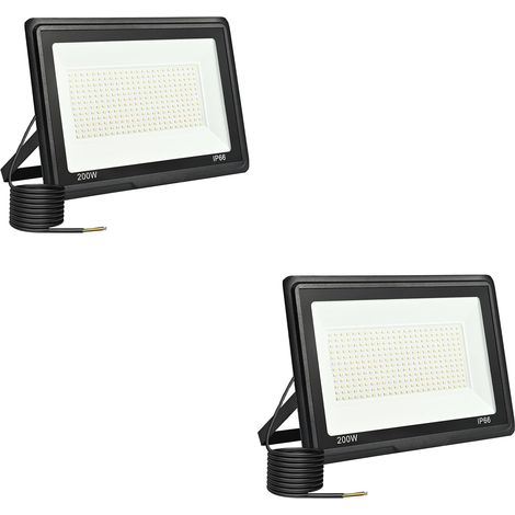 2 Pièces Projecteur LED Extérieur 200W, Spot LED ExtéRieur 20000LM 6000K Blanc Froid IP66 ImperméAble Projecteur Exterieur Pour Jardin Garage Patio Grange Cour (1/5)