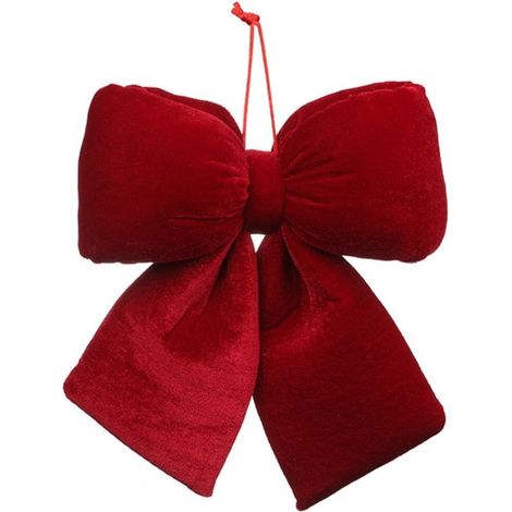 Décoration de Noël - Nœud rouge en forme de couronne - Petite décoration - Nœud de Noël, idéal pour les fêtes de fin d'année à la maison, décoration en forme de nœud, petit format - 14 x 12 cm (1/5)