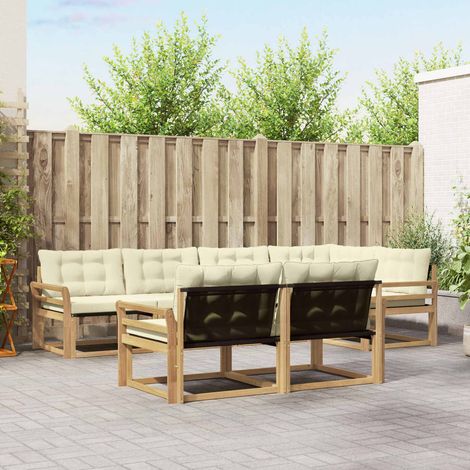 vidaXL Outdoor-Sofagarnitur 7 Stk. Weiß und Creme (1/5)
