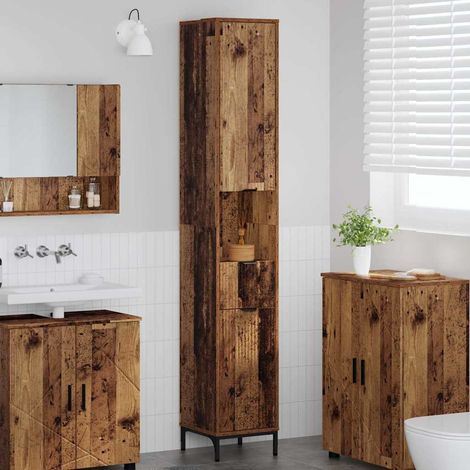 Bathroom Cabinet with Drawer Old Wood 31.5 x 33 x 190 cm vidaXL (1/5)