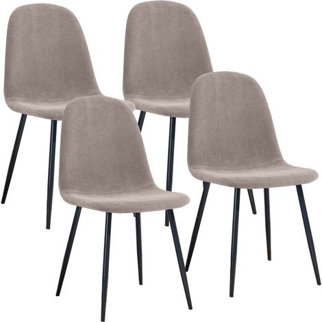 Sedie set 4 sedie da salotto imbottite in tessuto grigio - Bella