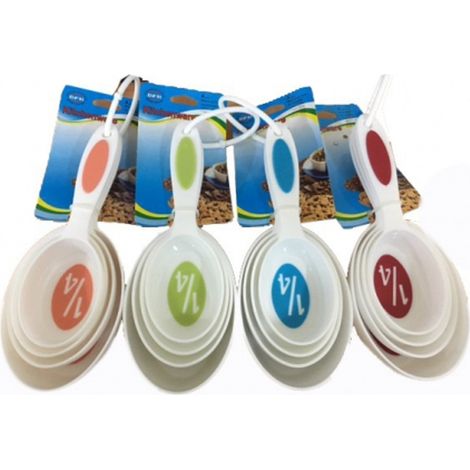 TrAdE Shop Traesio - 4 Cucchiaini Misurini Di Precisione Da 59 Ml A 237 Ml In Plastica Dosatori Dolci -