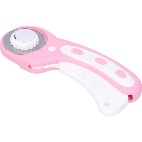 Couteau de coupe rotatif à poignée pressable pour patchwork, quilting, couture, bricolage, cuir, rond 45 mm (rose) (1/5)