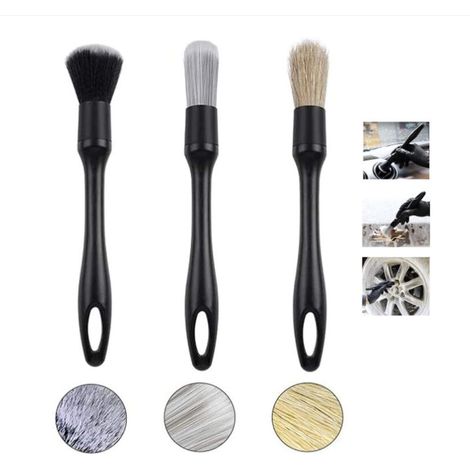 3 pcs Pinceau Nettoyage Voiture pour Voiture Moto Roues de Nettoyage Automobile, Tableau de Bord, Intérieur, Extérieur, Bouches d'Aération (1/5)