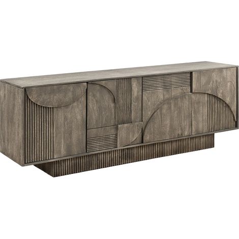 Buffet 170 cm 4 portes bois massif manguier fumé gris – Collection ORINO