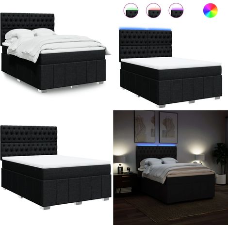 vidaXL Sommier à lattes de lit avec matelas Noir 140x200 cm Tissu (1/5)