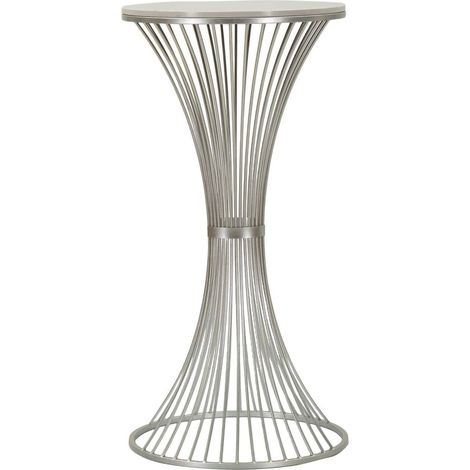 Dmora - Tavolino da salotto Merli, Tavolo basso da caffè, Portariviste per divano, Ripiano da soggiorno, Argento, 50x50 h100 cm (1/5)