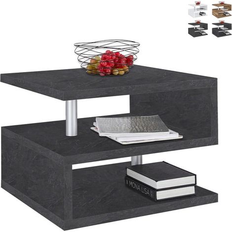 Moderner eleganter Couchtisch mit 2 Ablagen Zeta 55 - Anthrazit
