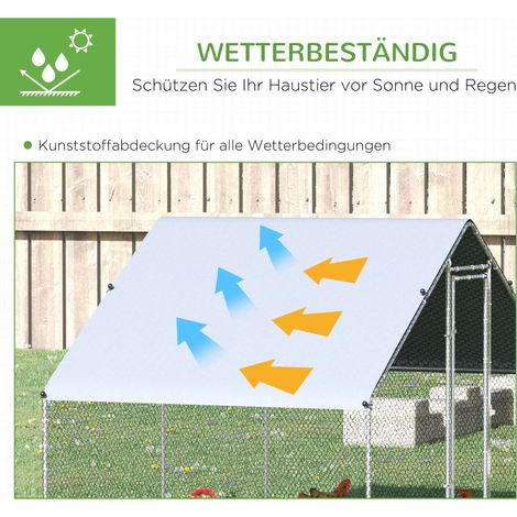 Enclos extérieur pour poules, canards et lapins (4-6 animaux), poulailler avec toit ombragé, dimensions 3 x 2 x 2 m (1/5)
