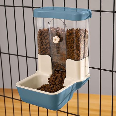 Comedero automático colgante de 800 ml para conejos. Comedero automático colgante por gravedad con abertura de alimentación ajustable，800 ml，azul (1/5)