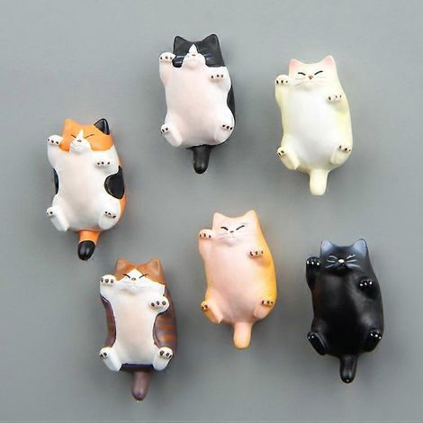 Lot de 6 aimants pour réfrigérateur en forme de chat, parfaits pour l'école, la salle de classe, le bureau, la cuisine ou comme décoration amusante. Aimants décoratifs pour réfrigérateur, tableau blan (1/5)
